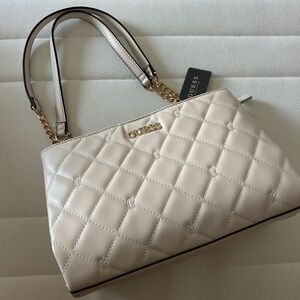 Guess Beige Quilted Shoulder Bag